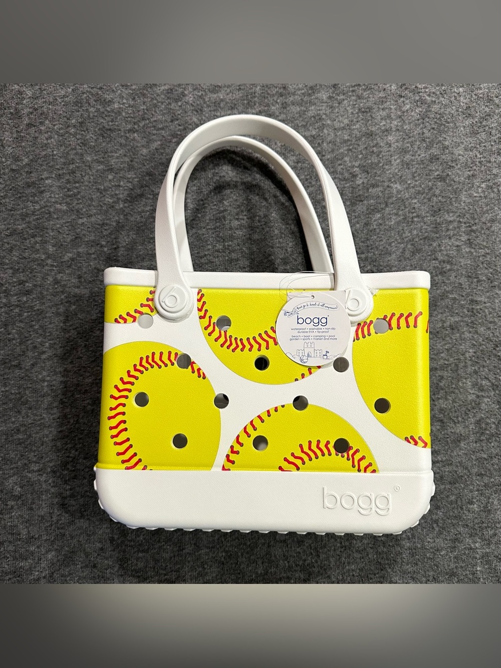 Bitty Bogg Bag Softball Print White Yellow NWT